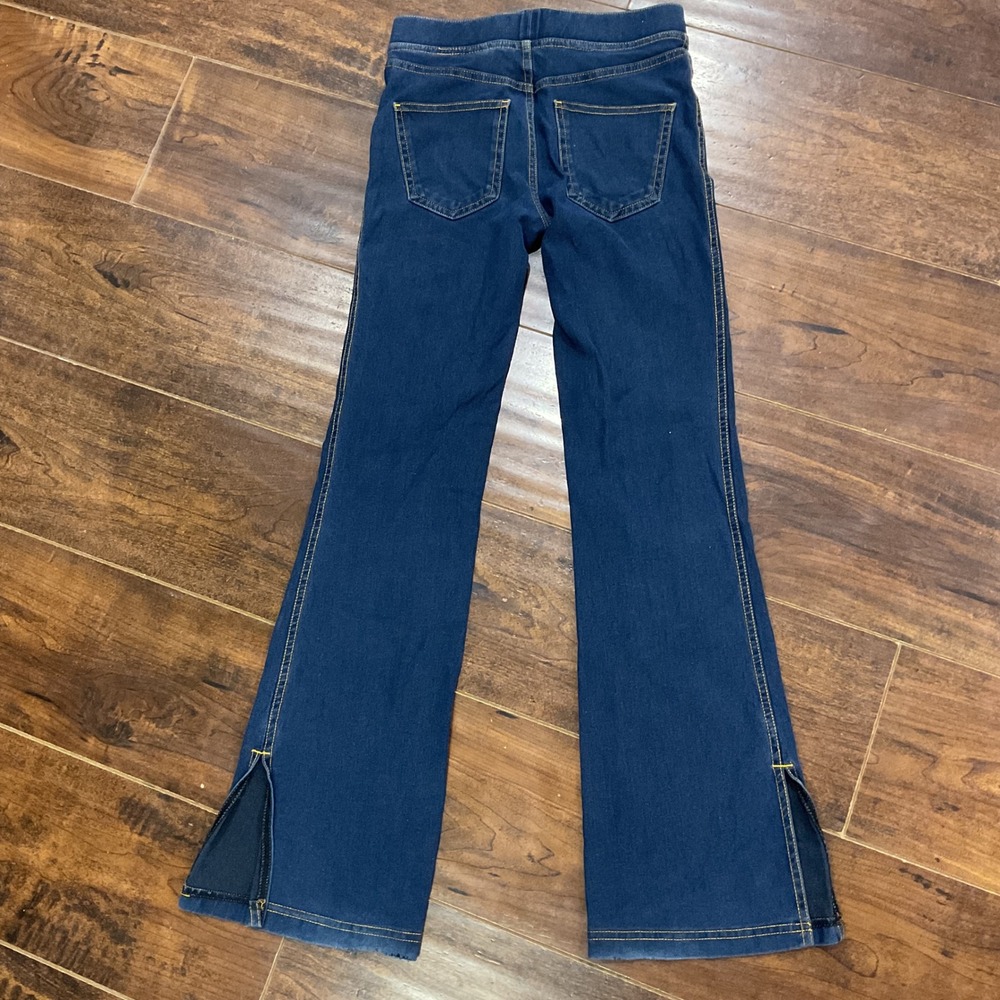 H&M Girls Dark Wash Flare Leg Jeggings Side Slit Denim Pants Blue Size 10-12Y